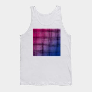 Pink Purple Blue Gradient - Black Sketched Grid - Bisexual Colors - Bi Flag Tank Top